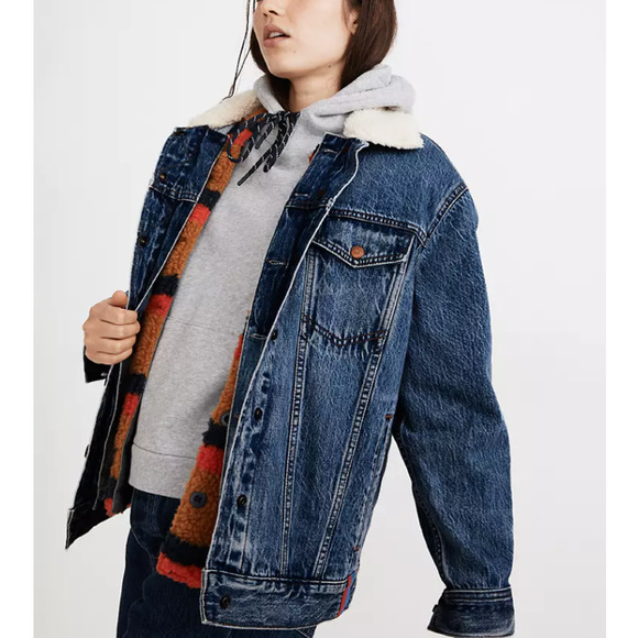 Madewell x KULE Sherpa-Lined Oversized Jean Jacket